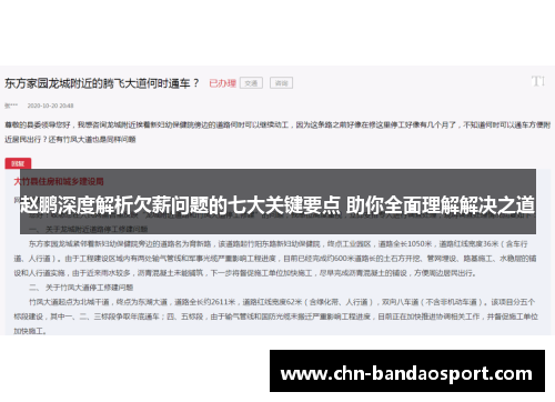 赵鹏深度解析欠薪问题的七大关键要点 助你全面理解解决之道